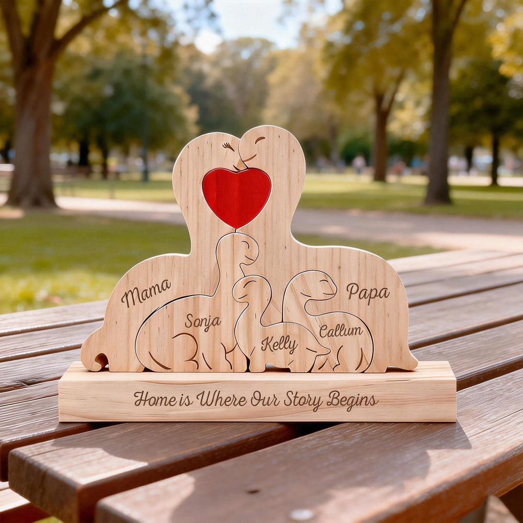 Dinosaur Family Puzzle – Personalized Wooden Keepsake