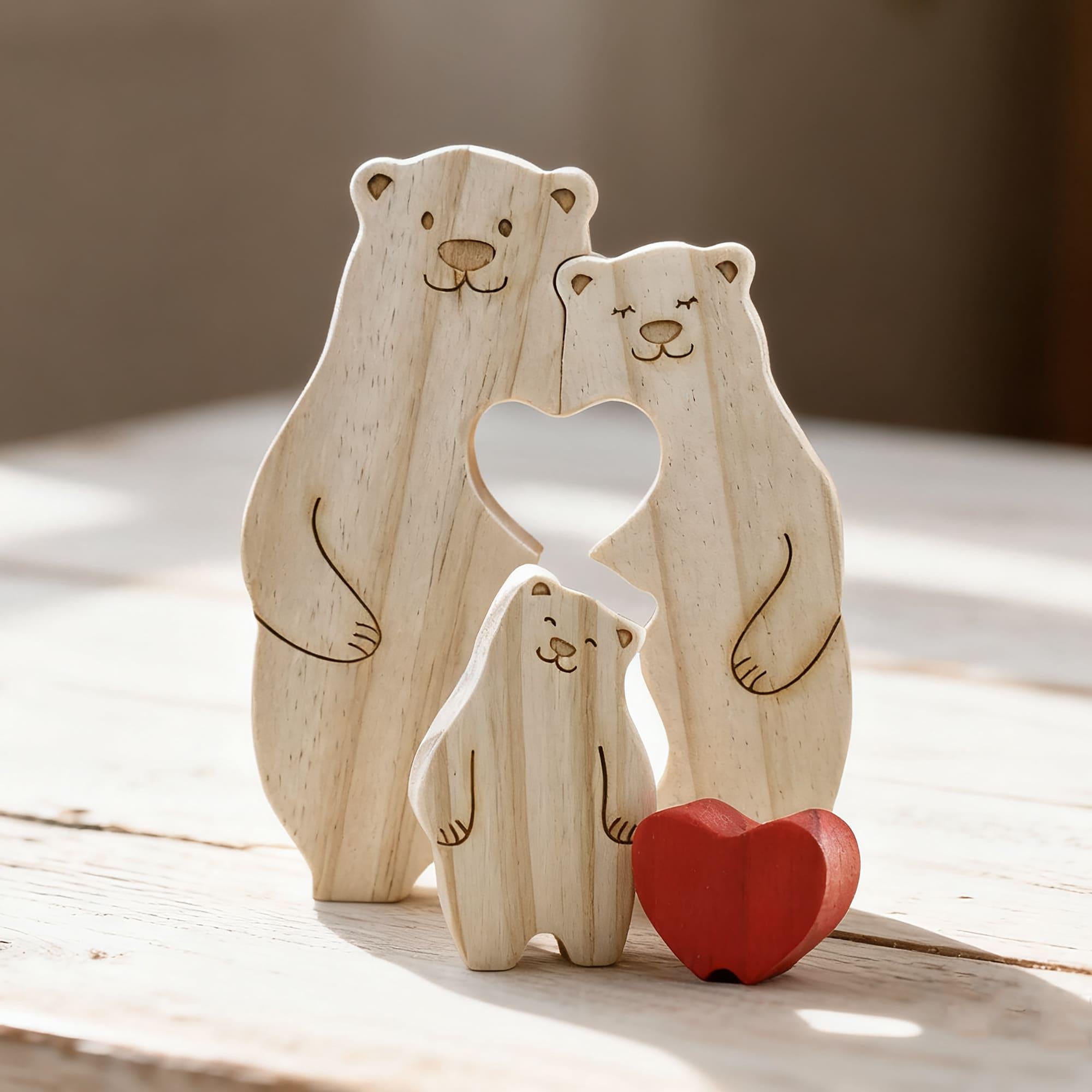 Bear Family Puzzle – Personalized Wooden Keepsake