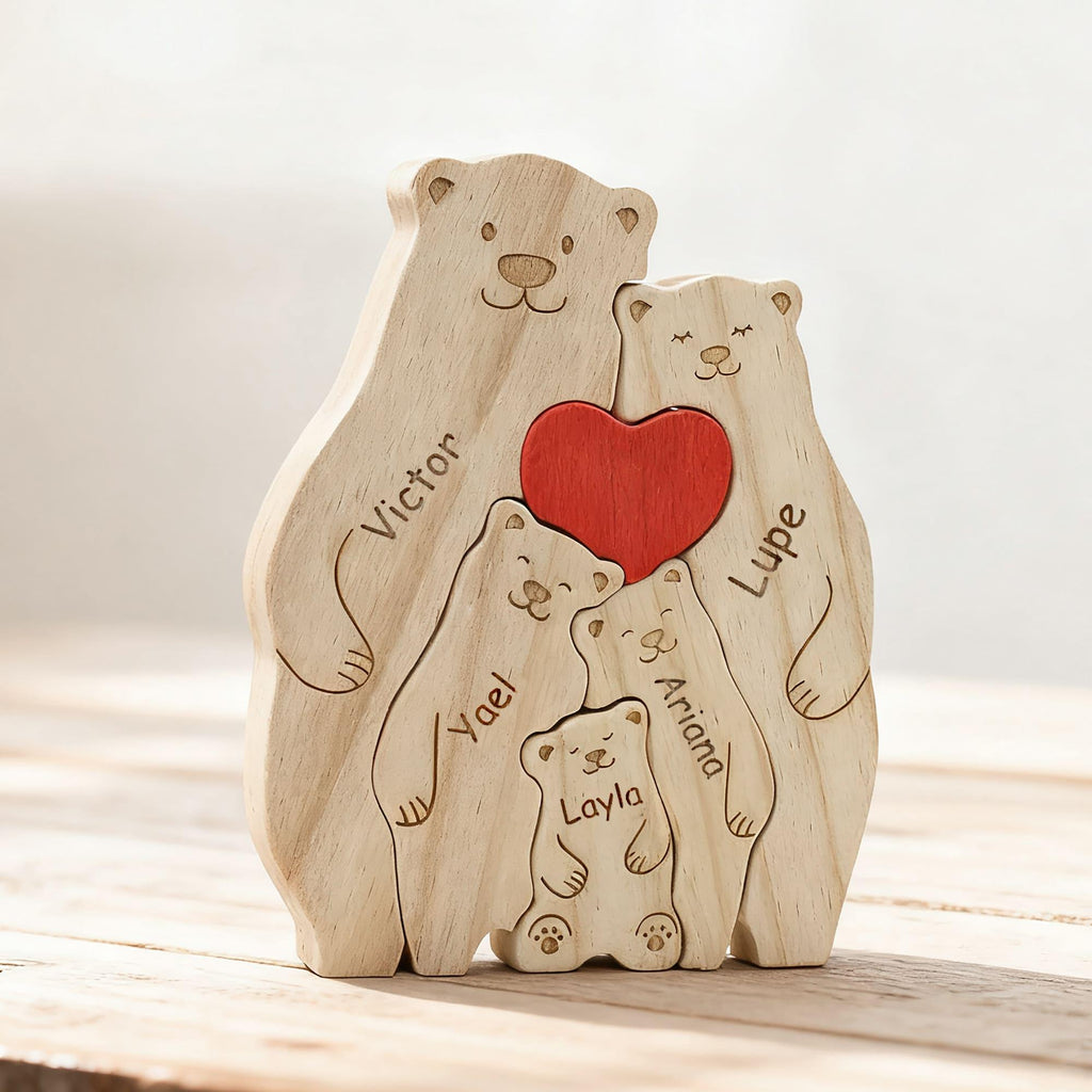 Bear Family Puzzle – Personalized Wooden Keepsake