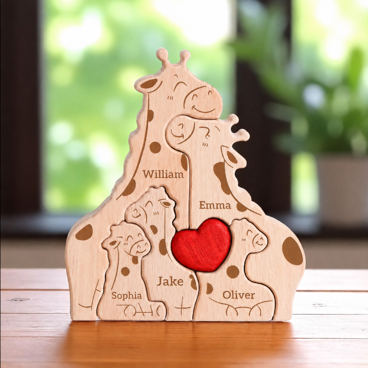 Giraffe Couple Puzzle – Personalized Wooden Keepsake