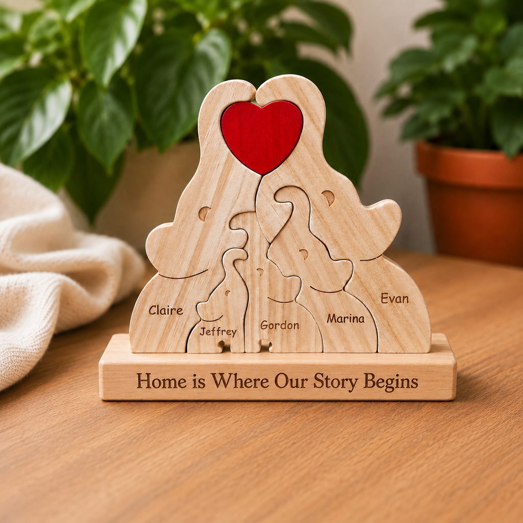 Elephant Family Puzzle – Personalized Wooden Keepsake