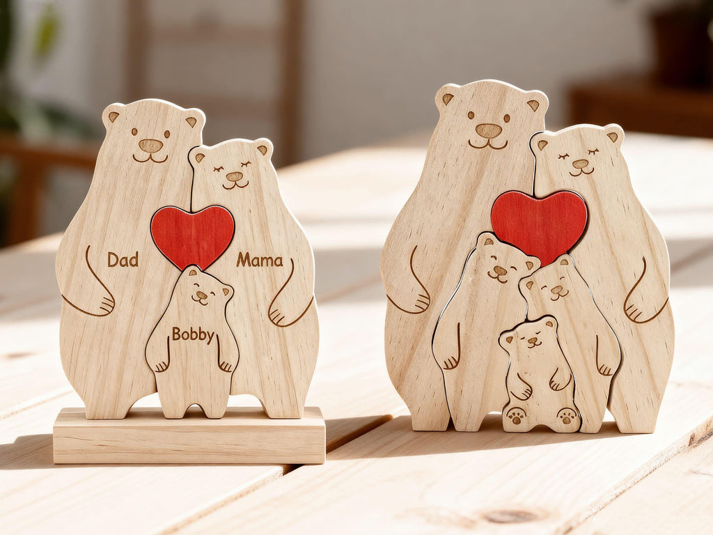 Bear Family Puzzle – Personalized Wooden Keepsake
