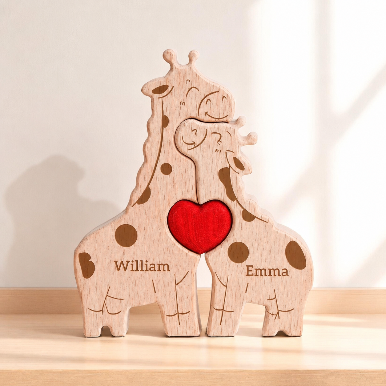 Giraffe Couple Puzzle – Personalized Wooden Keepsake