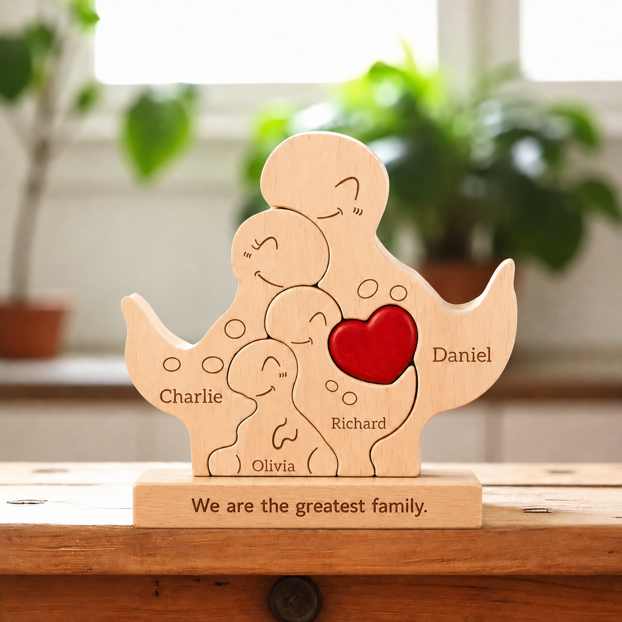 Dinosaur Family Puzzle – Personalized Wooden Keepsake