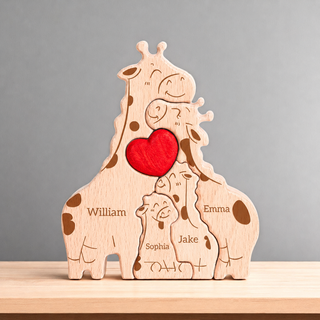 Giraffe Couple Puzzle – Personalized Wooden Keepsake