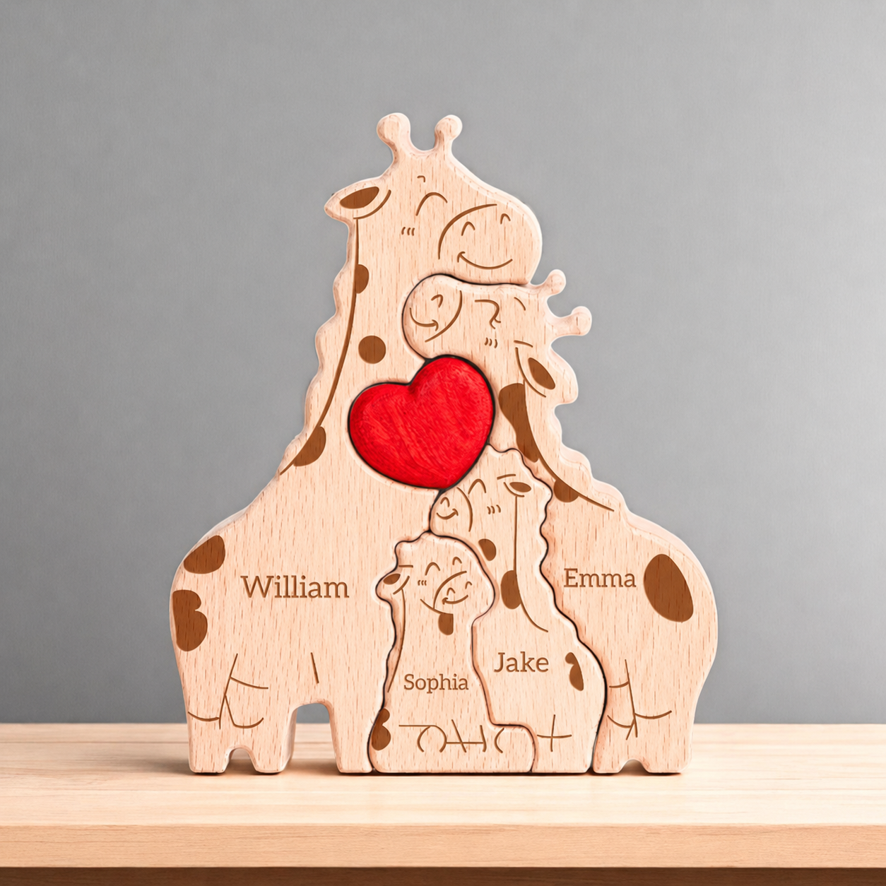 Giraffe Couple Puzzle – Personalized Wooden Keepsake