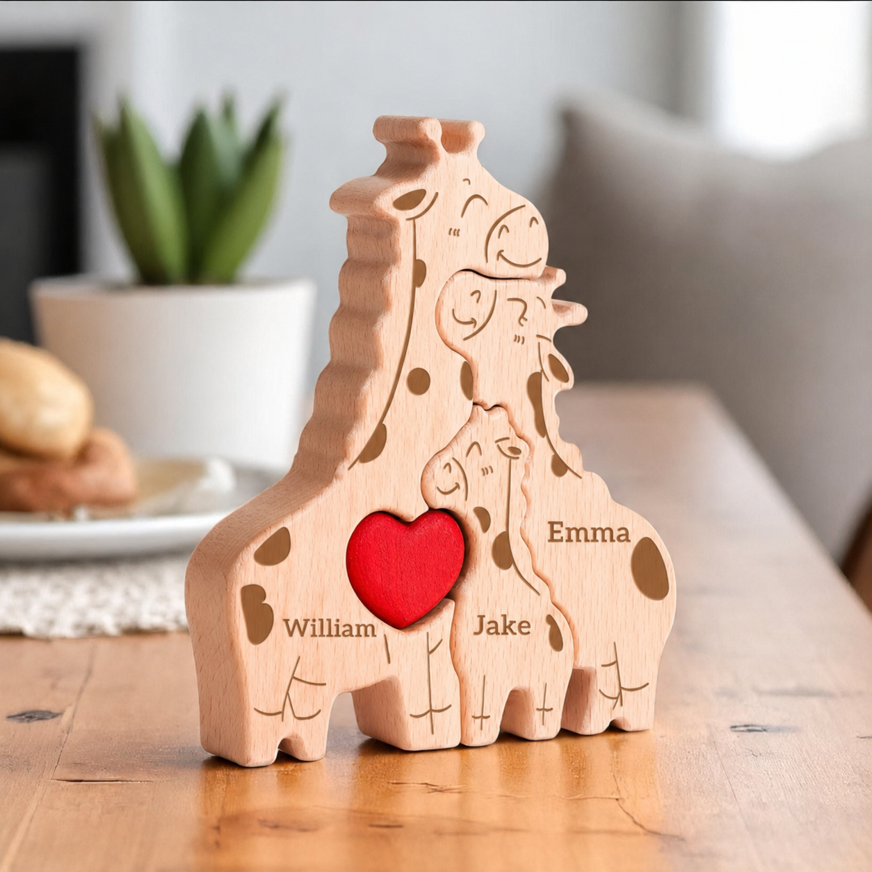 Giraffe Couple Puzzle – Personalized Wooden Keepsake