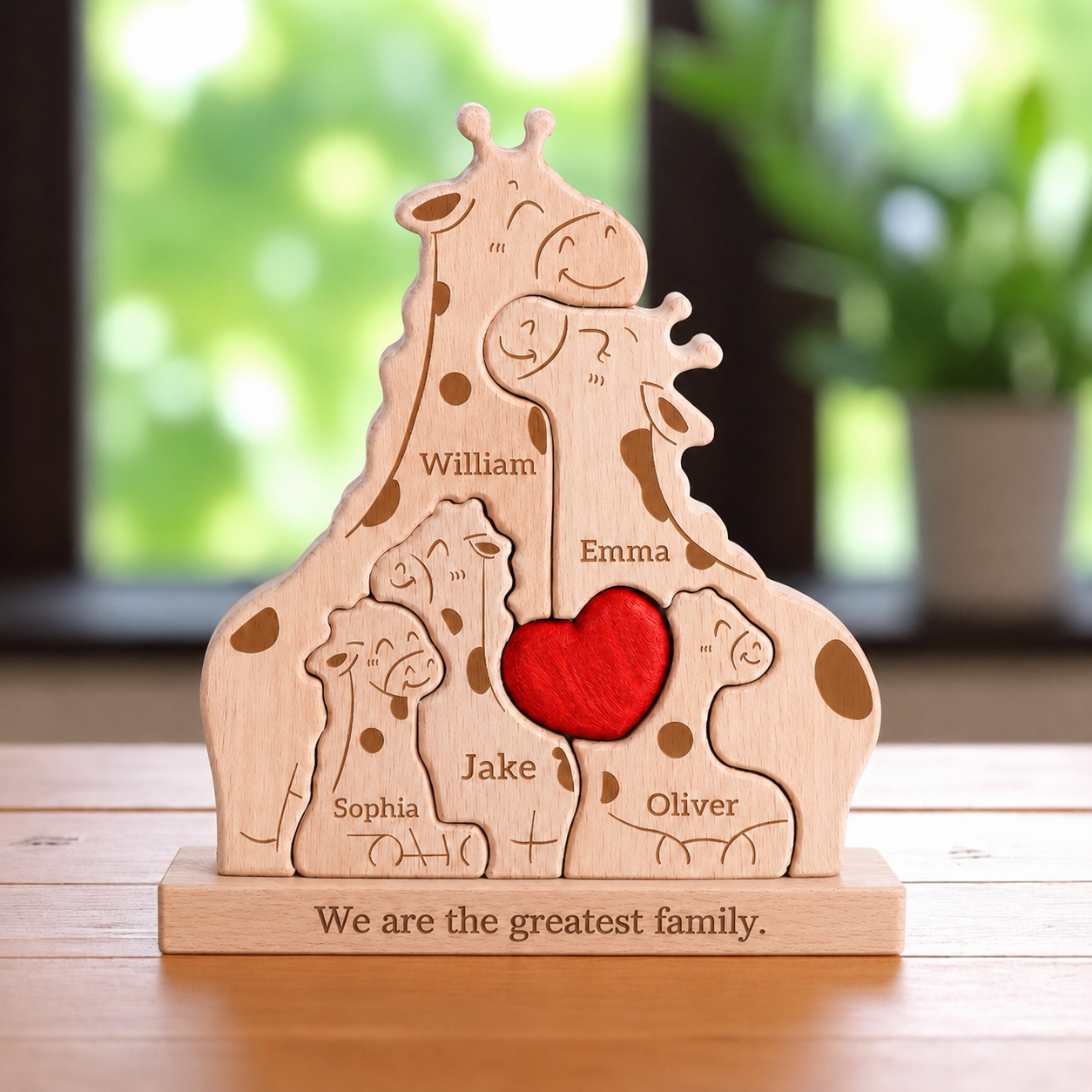 Giraffe Couple Puzzle – Personalized Wooden Keepsake