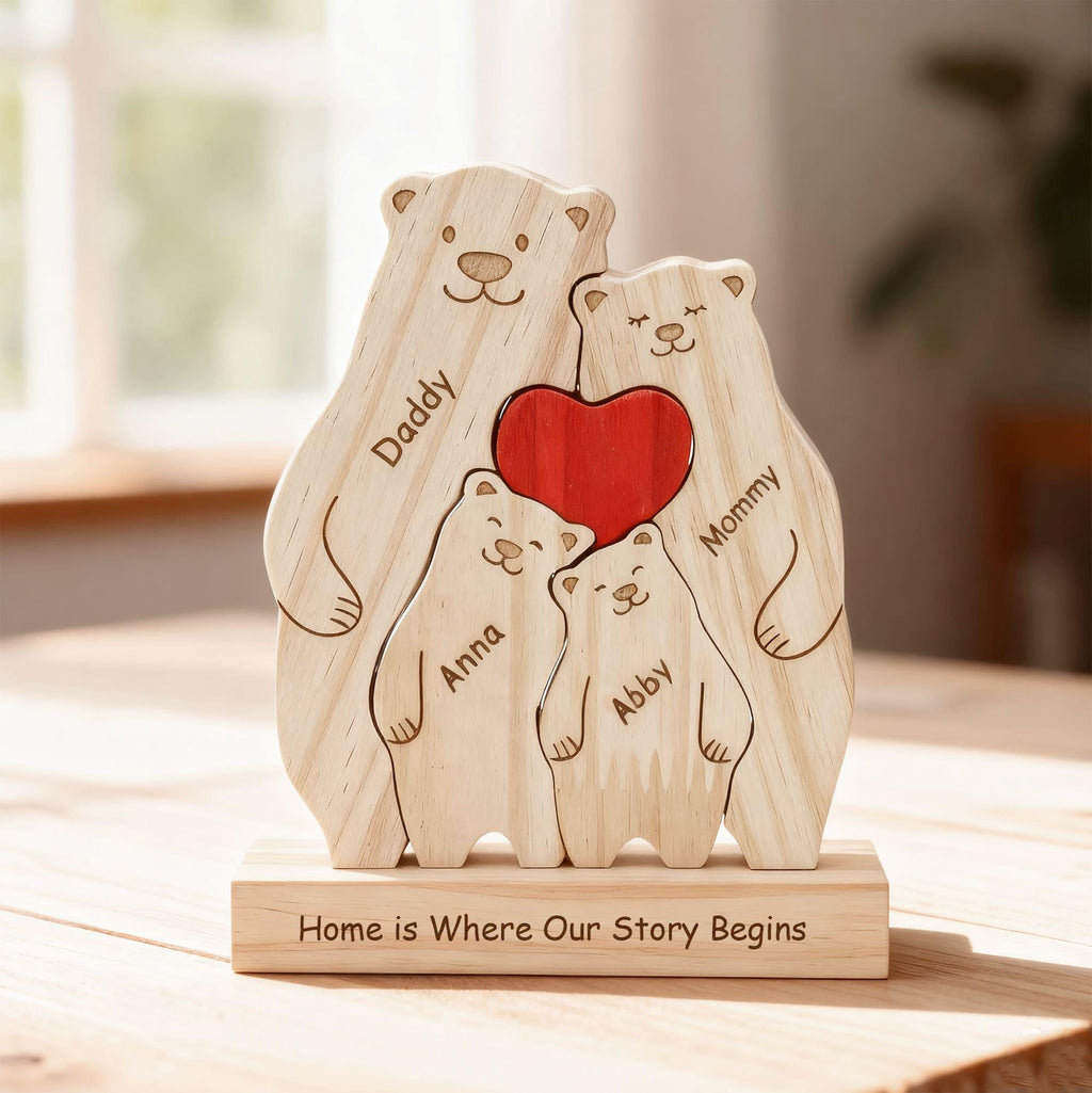 Bear Family Puzzle – Personalized Wooden Keepsake