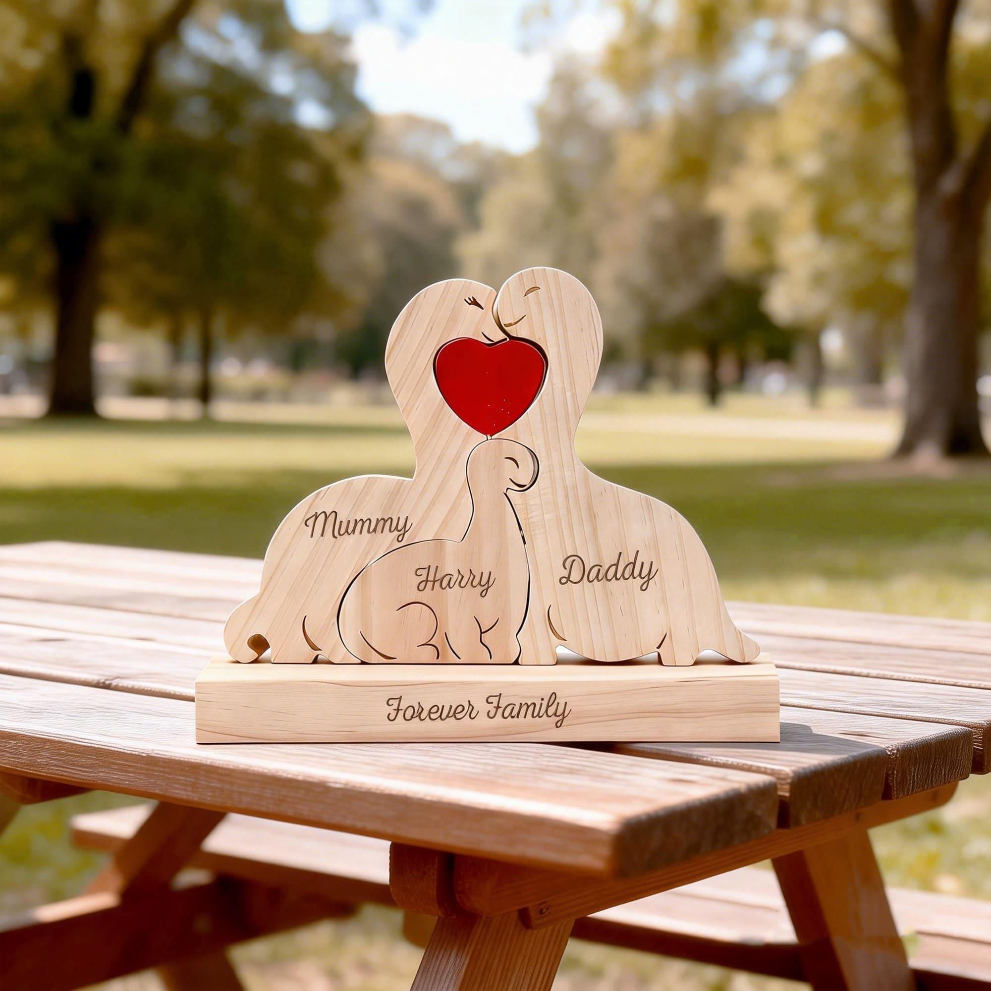 Dinosaur Family Puzzle – Personalized Wooden Keepsake