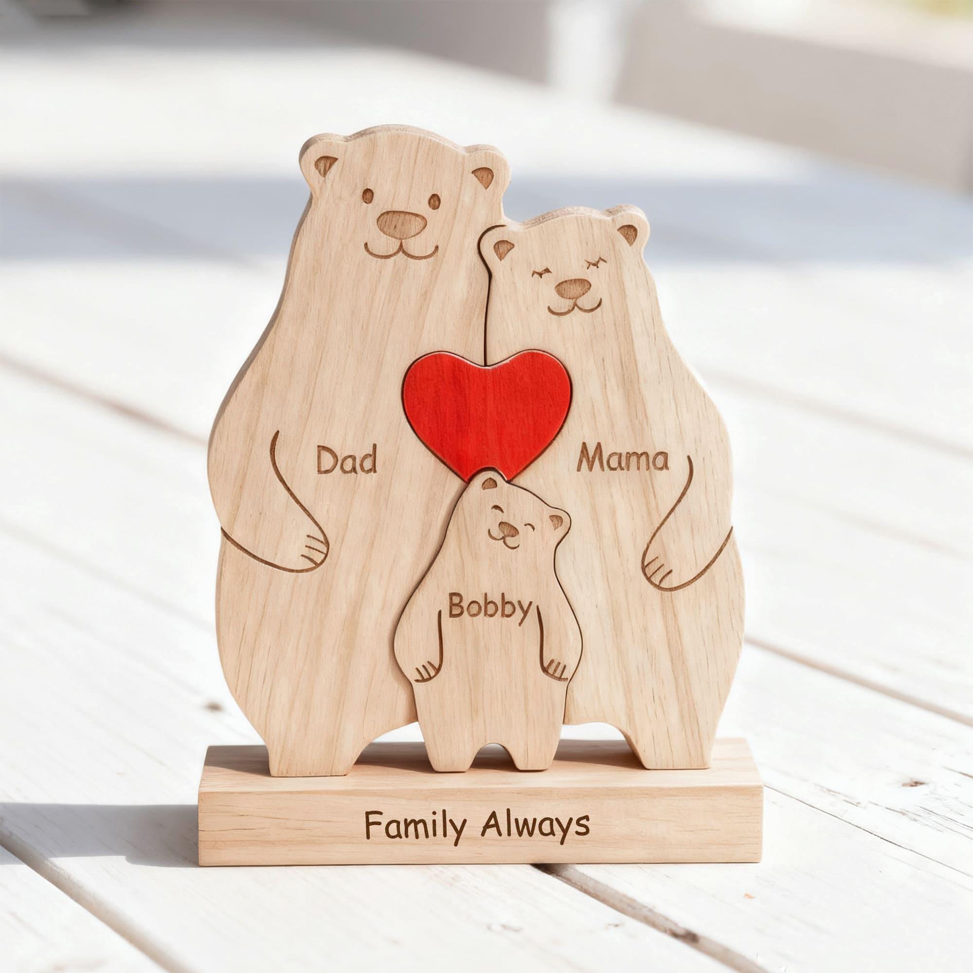 Bear Family Puzzle – Personalized Wooden Keepsake