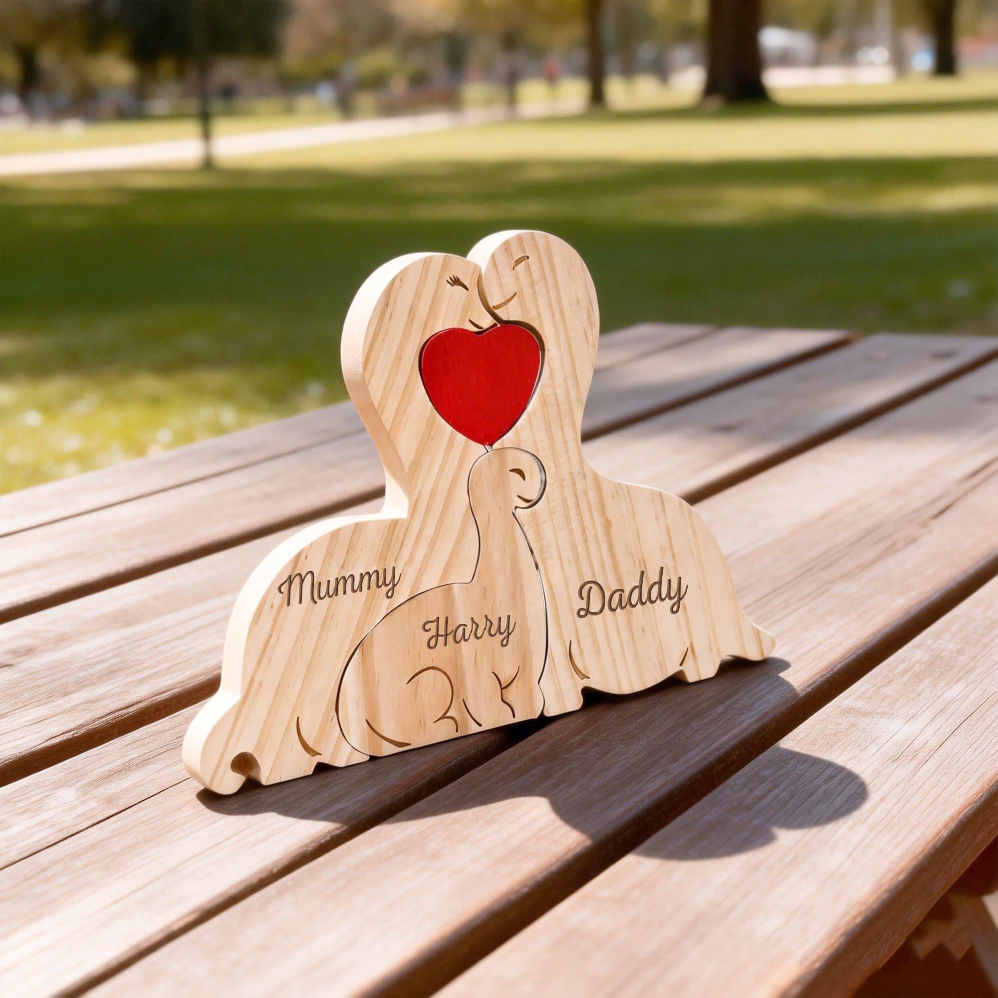 Dinosaur Family Puzzle – Personalized Wooden Keepsake