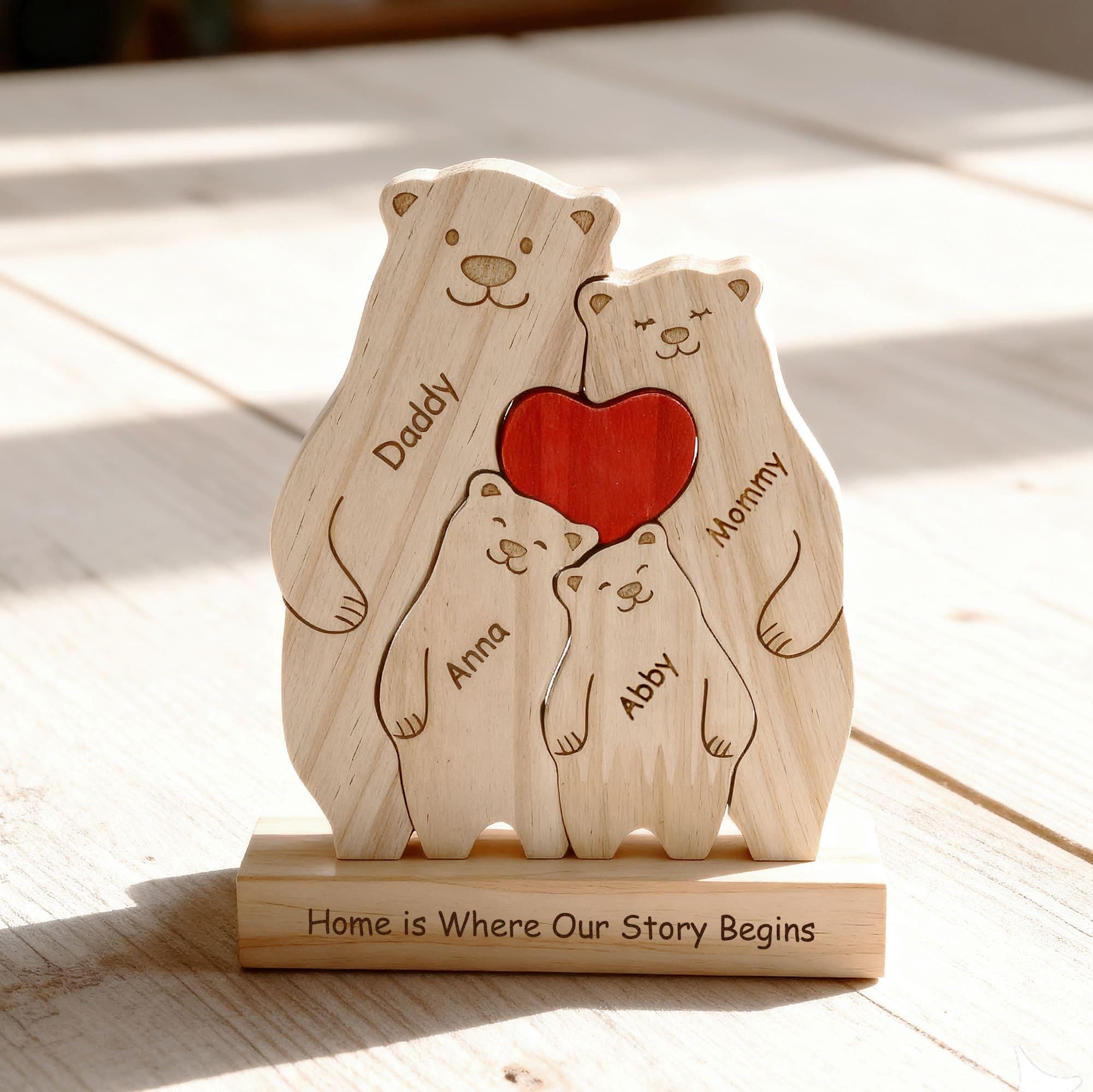 Bear Family Puzzle – Personalized Wooden Keepsake