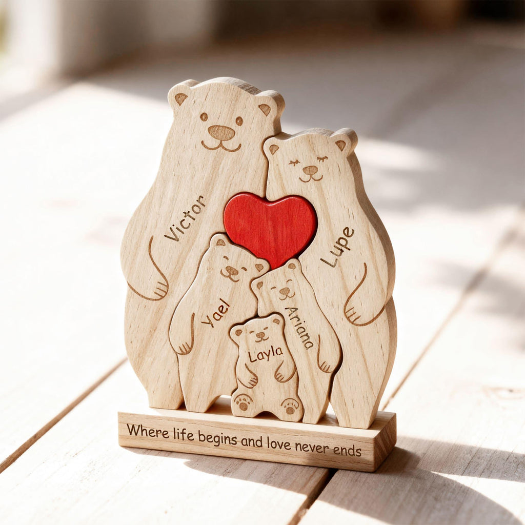 Bear Family Puzzle – Personalized Wooden Keepsake