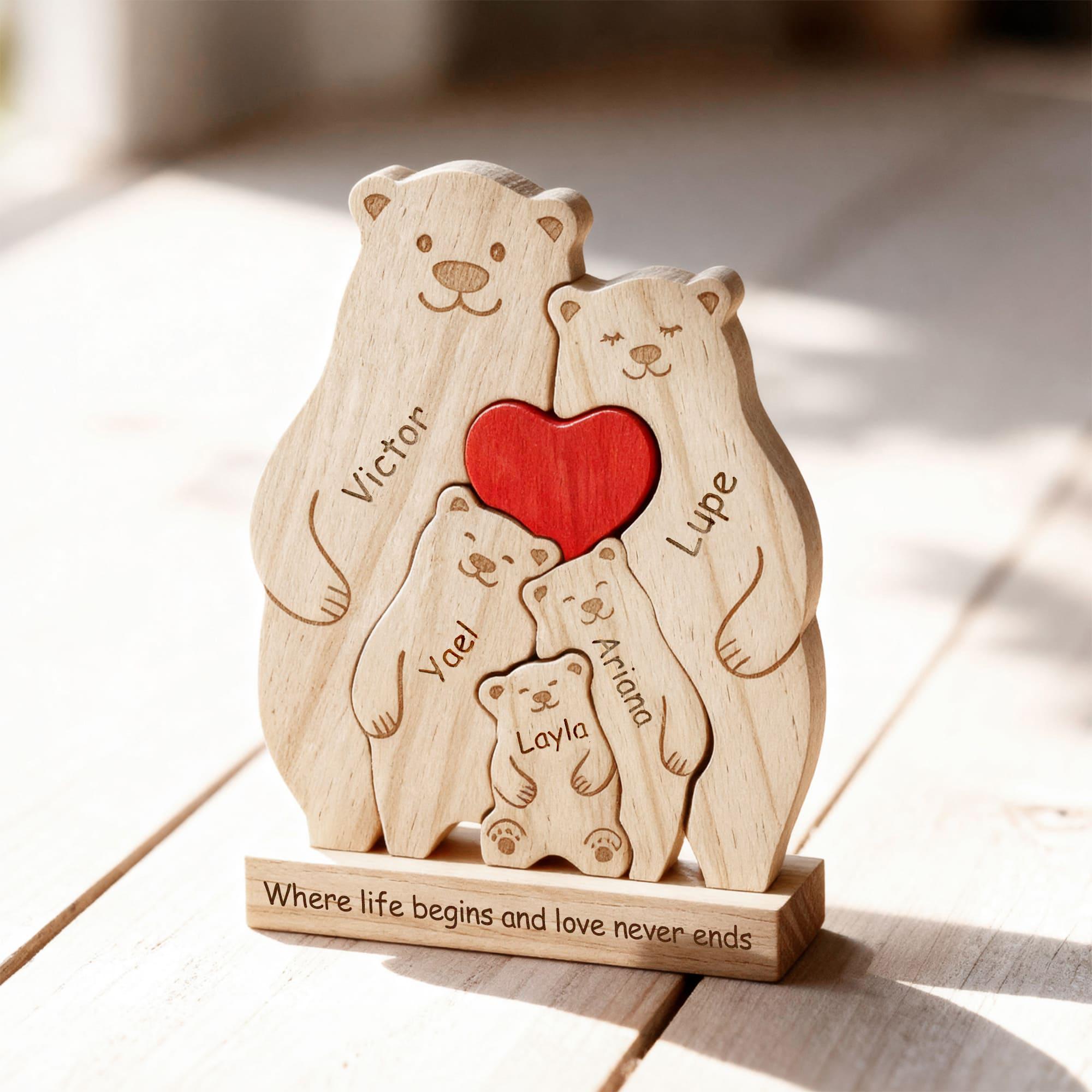 Bear Family Puzzle – Personalized Wooden Keepsake