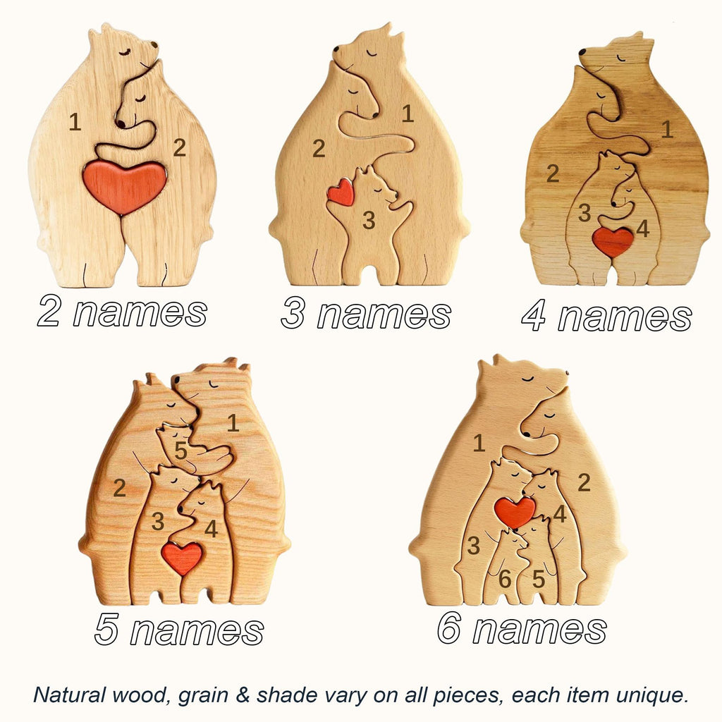 Bear Family Puzzle – Personalized Wooden Keepsake