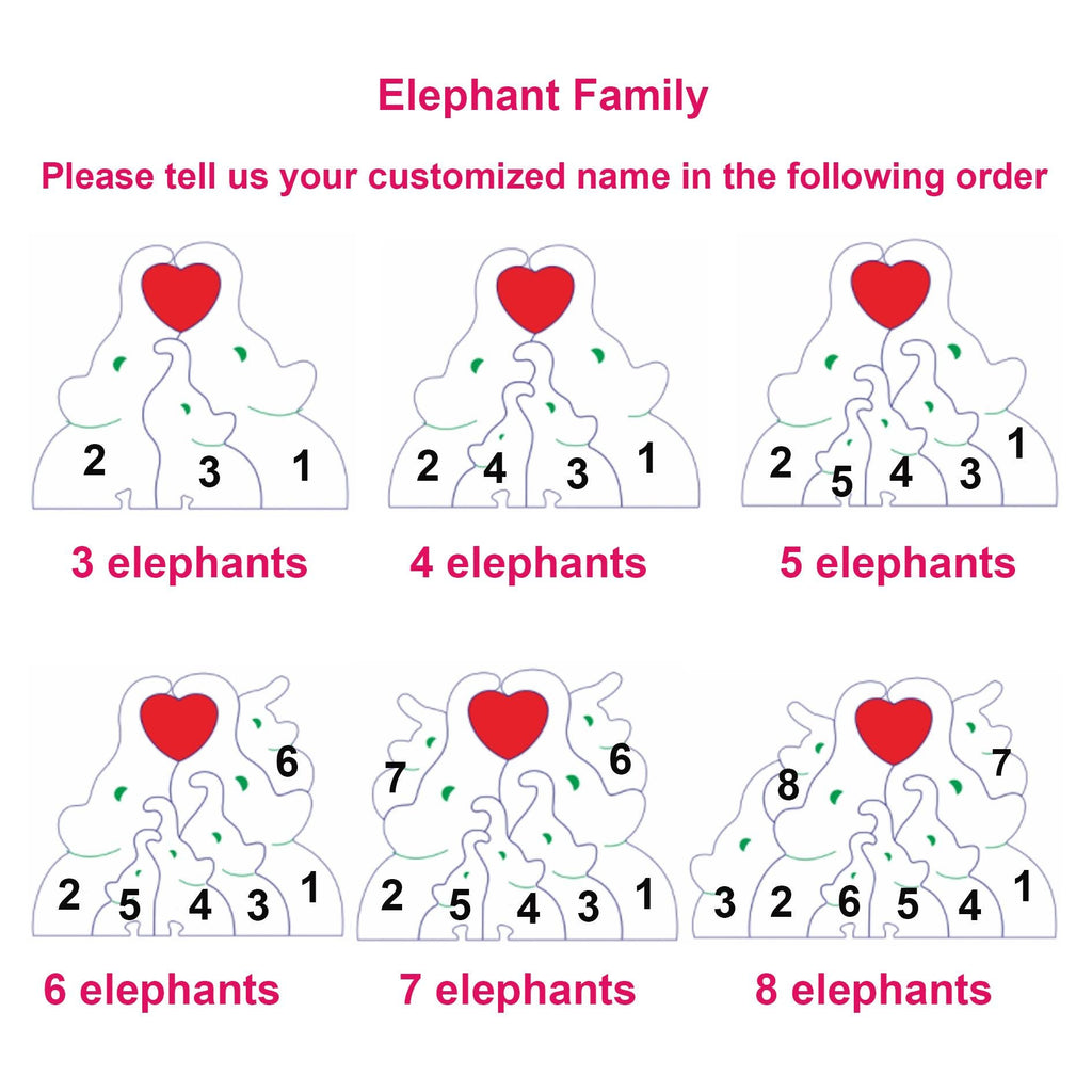 Elephant Family Puzzle – Personalized Wooden Keepsake