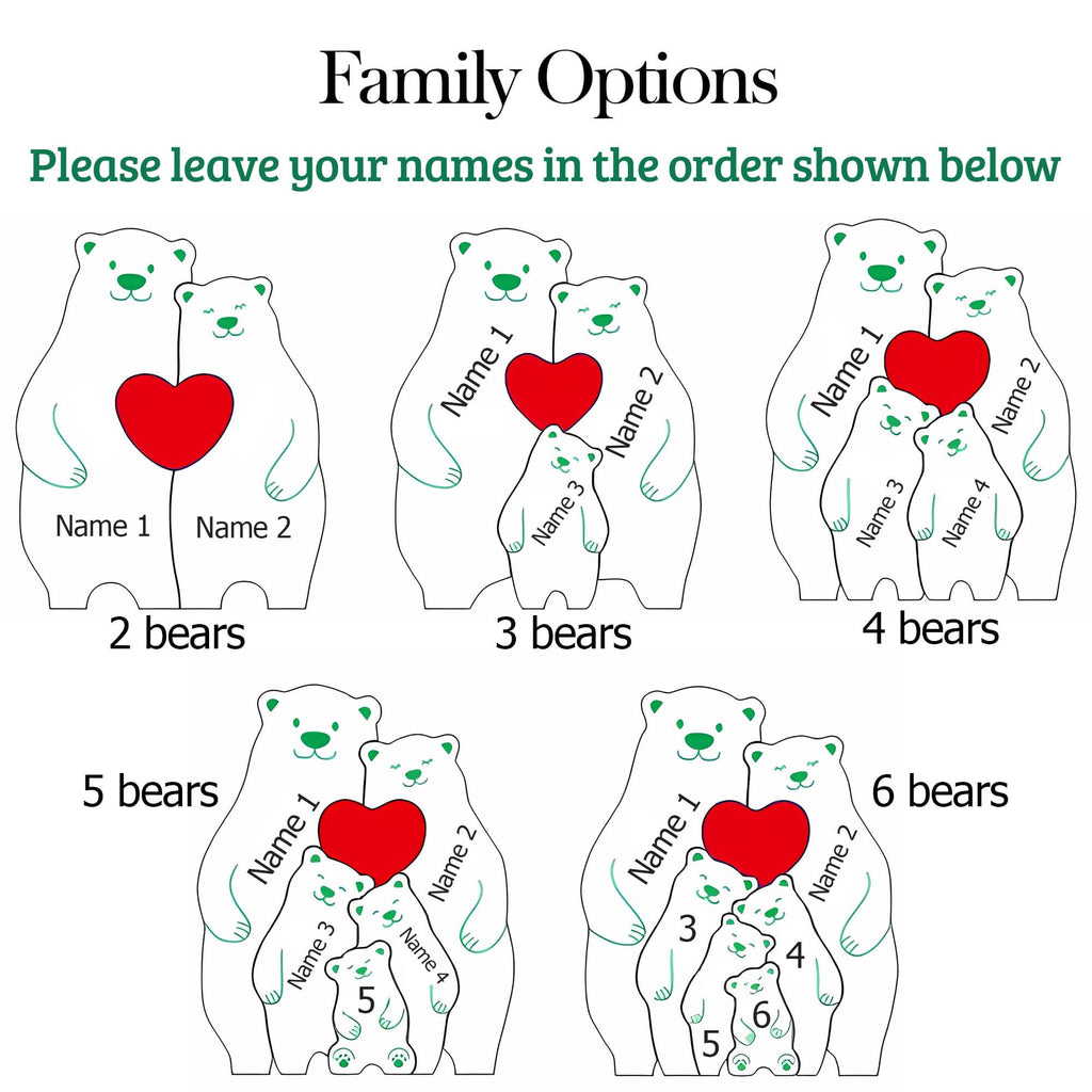 Bear Family Puzzle – Personalized Wooden Keepsake