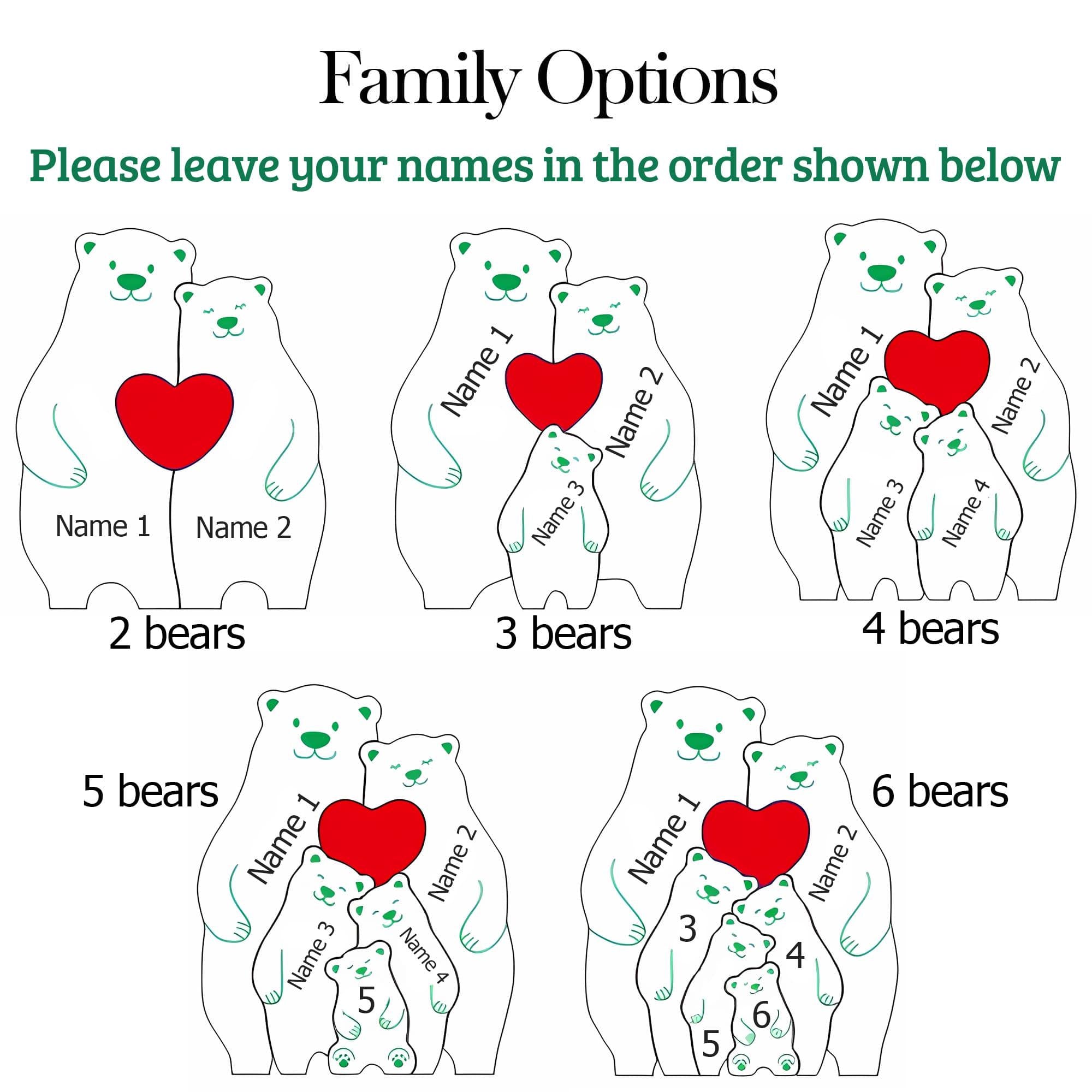 Bear Family Puzzle – Personalized Wooden Keepsake