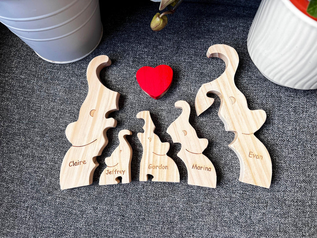 Elephant Family Puzzle – Personalized Wooden Keepsake