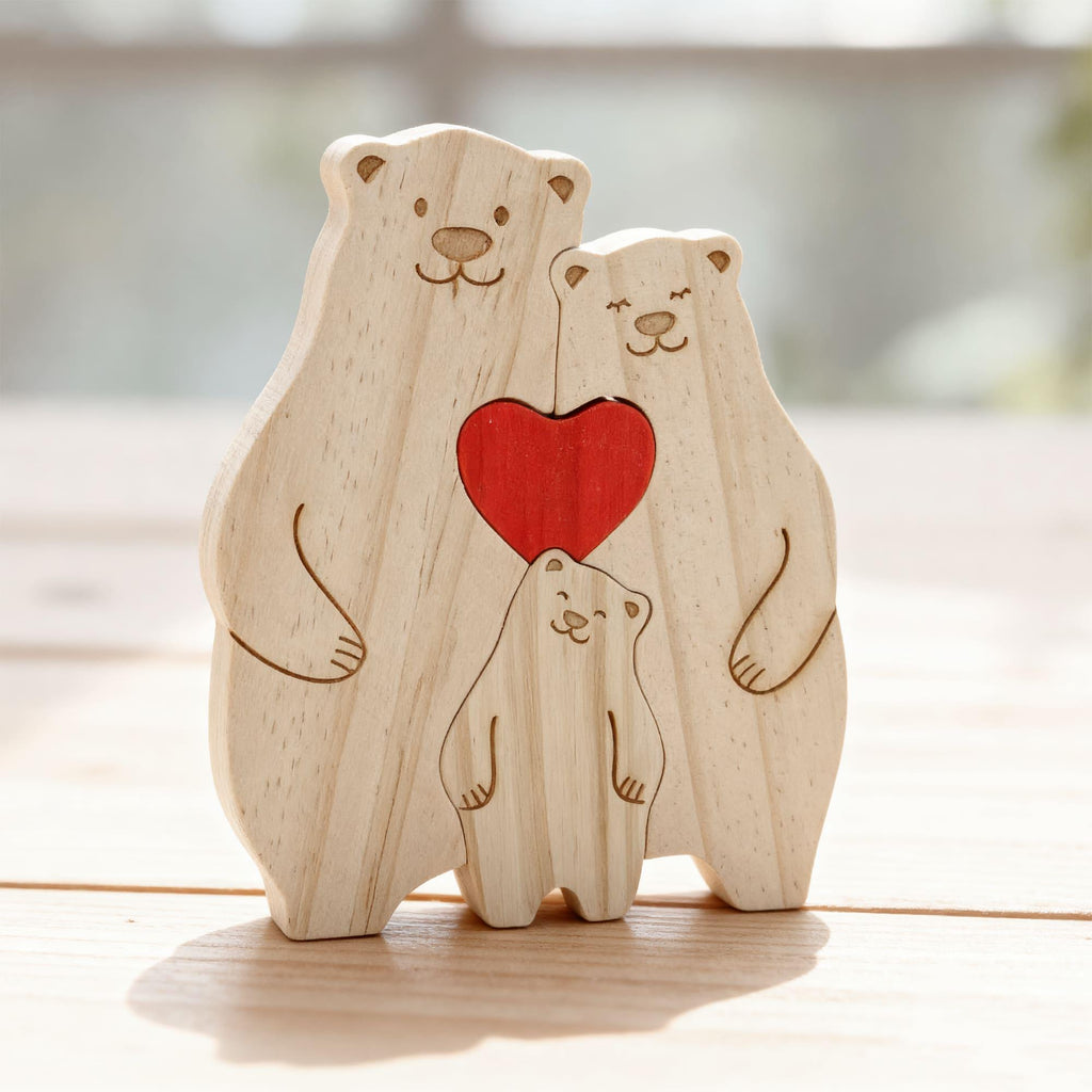 Bear Family Puzzle – Personalized Wooden Keepsake