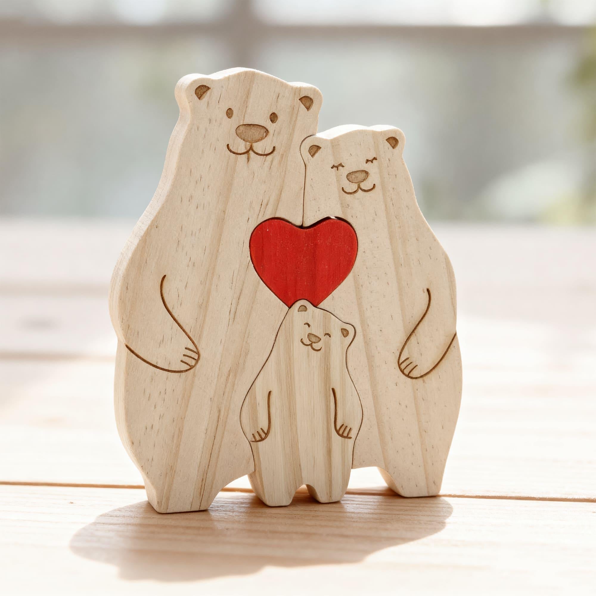 Bear Family Puzzle – Personalized Wooden Keepsake