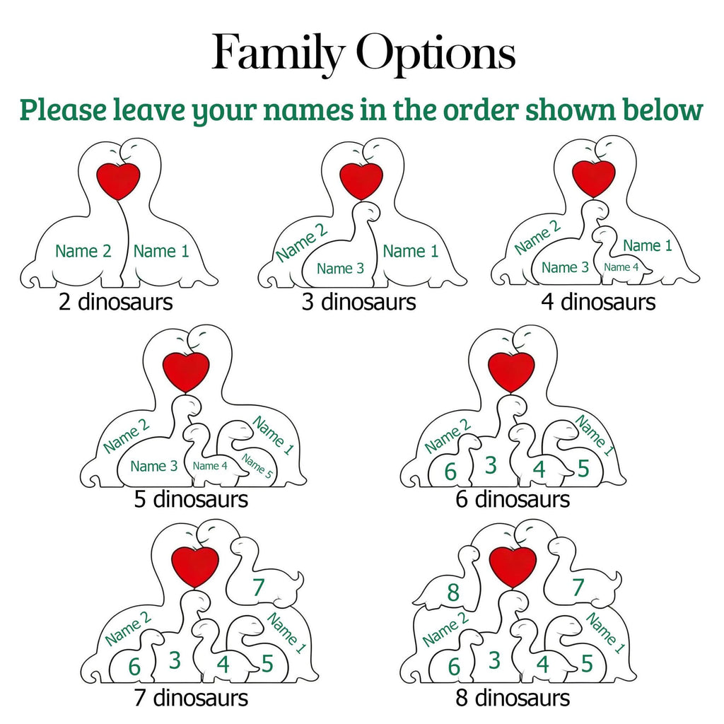 Dinosaur Family Puzzle – Personalized Wooden Keepsake