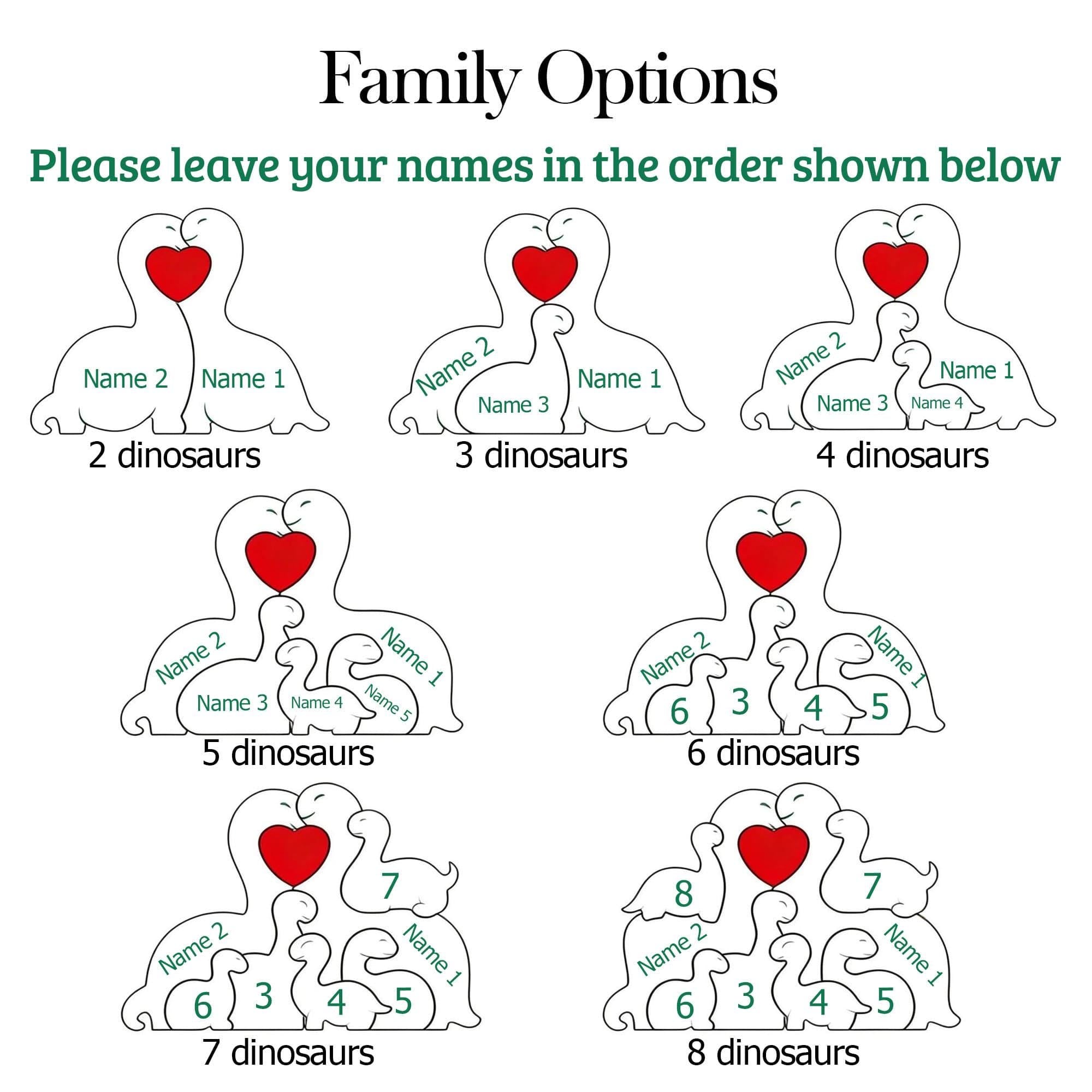 Dinosaur Family Puzzle – Personalized Wooden Keepsake