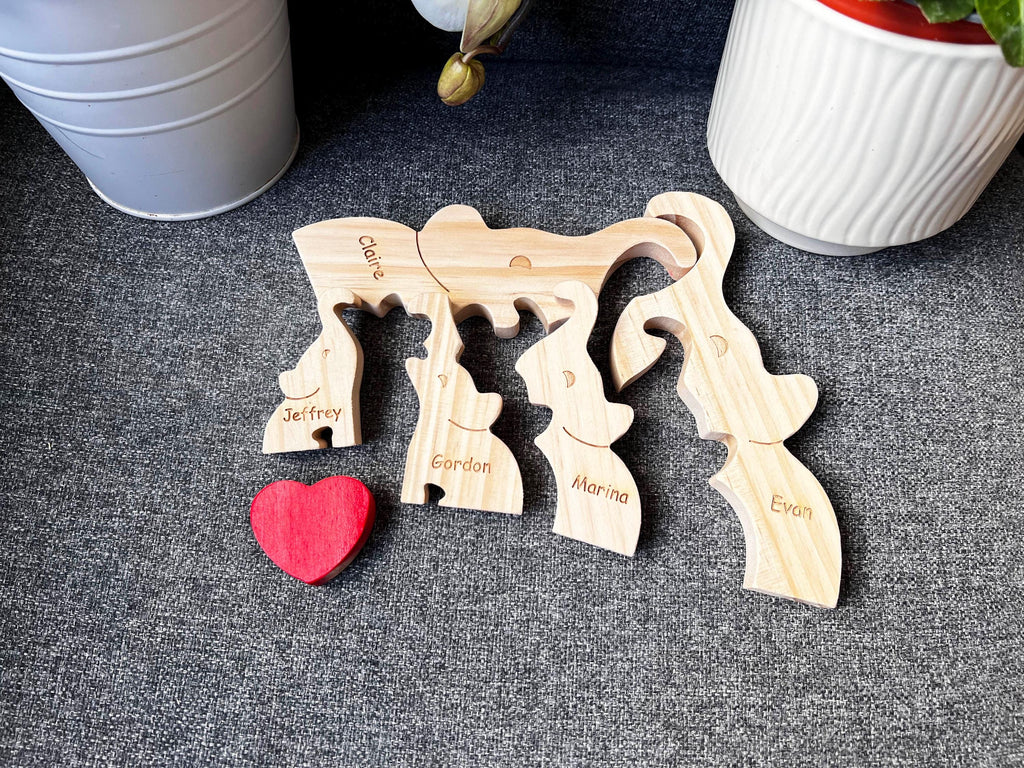 Elephant Family Puzzle – Personalized Wooden Keepsake
