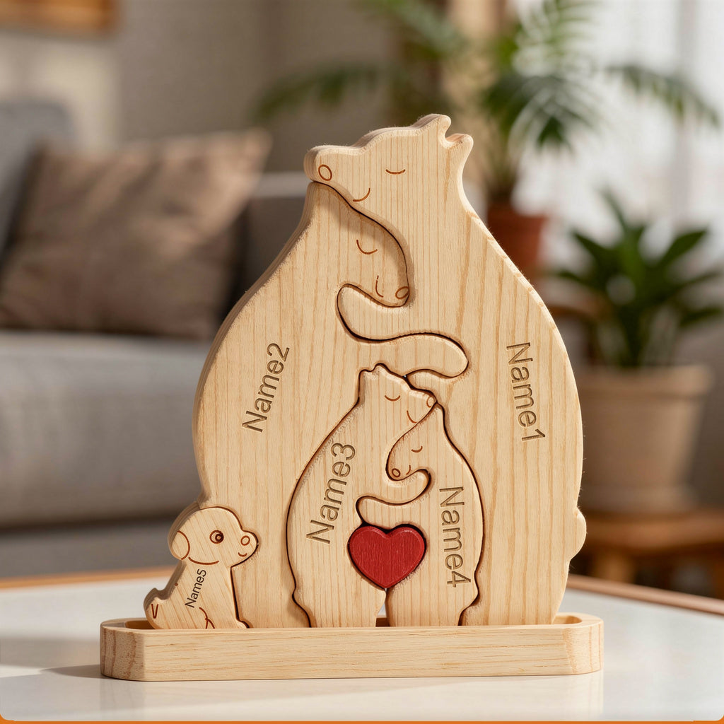 Personalised Bear Family Puzzle With Dog
