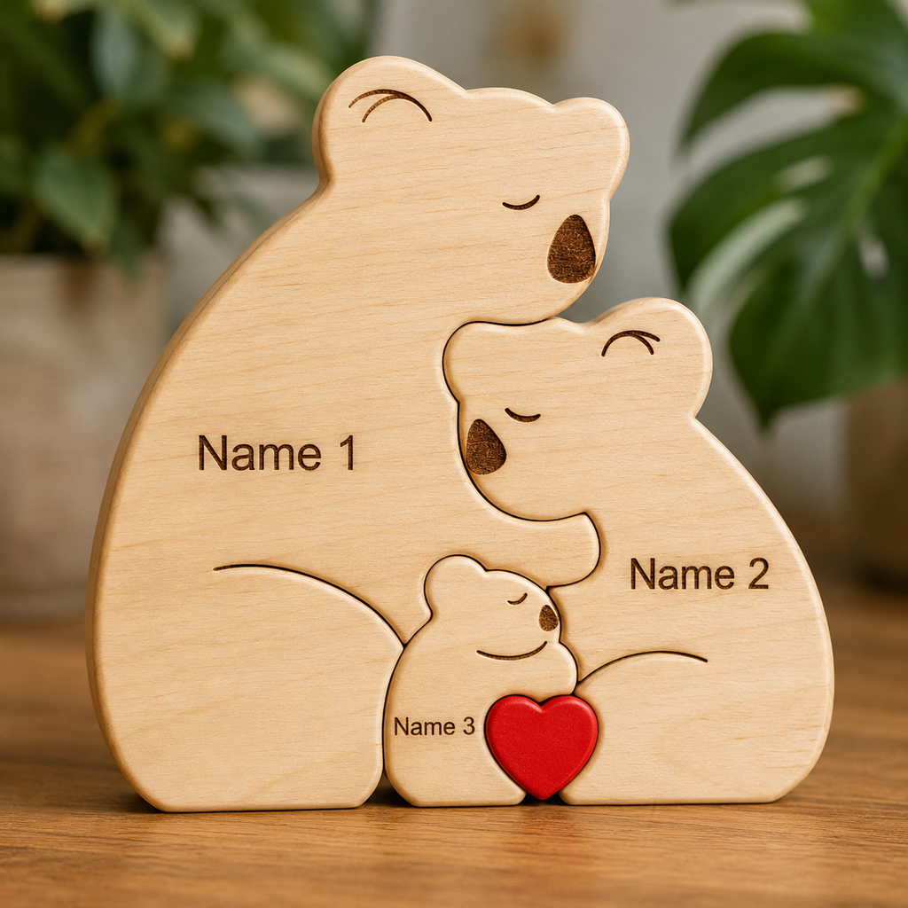 Bear Family Puzzle – Personalized Wooden Keepsake