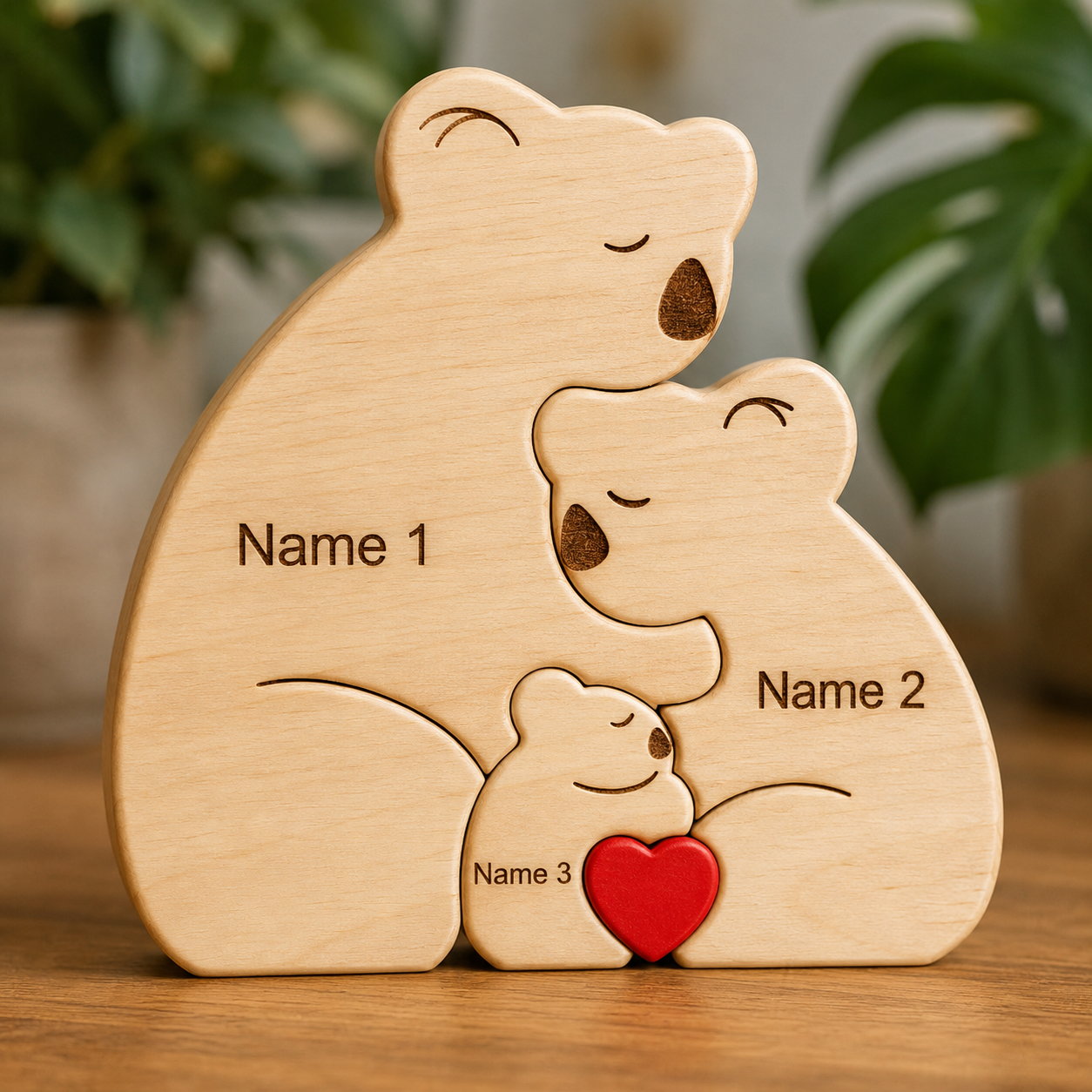 Bear Family Puzzle – Personalized Wooden Keepsake
