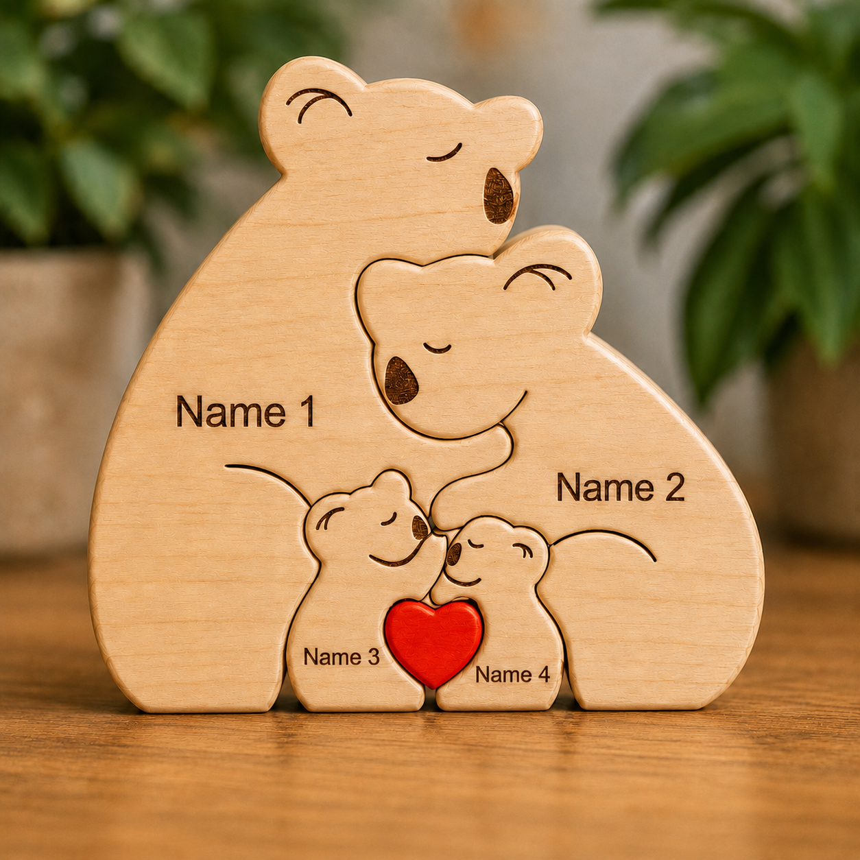 Bear Family Puzzle – Personalized Wooden Keepsake
