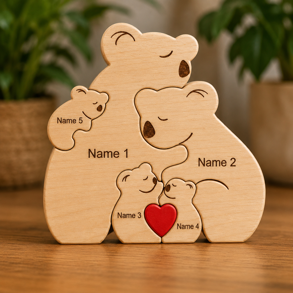 Bear Family Puzzle – Personalized Wooden Keepsake