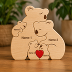 Bear Family Puzzle – Personalized Wooden Keepsake