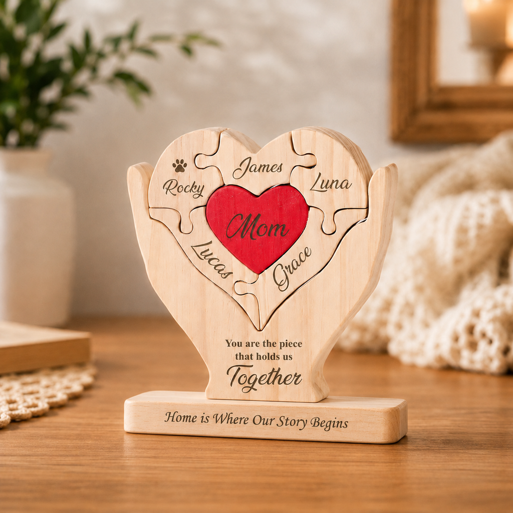 Mom Heart Puzzle – Personalized Wooden Keepsake