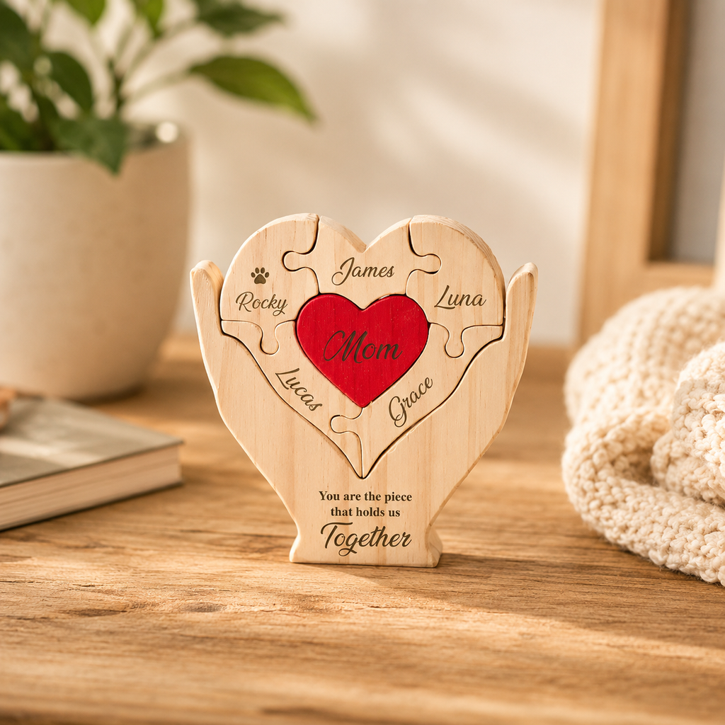 Mom Heart Puzzle – Personalized Wooden Keepsake