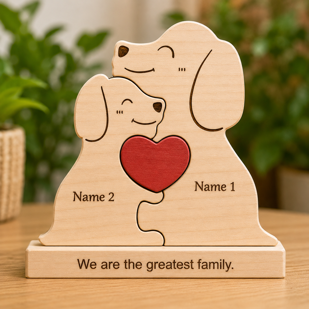 Custom Dog Couple Wooden Puzzle with Names