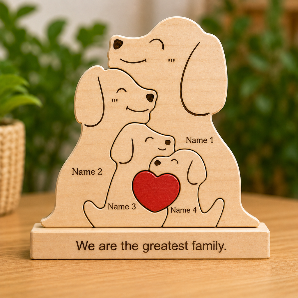 Custom Dog Couple Wooden Puzzle with Names