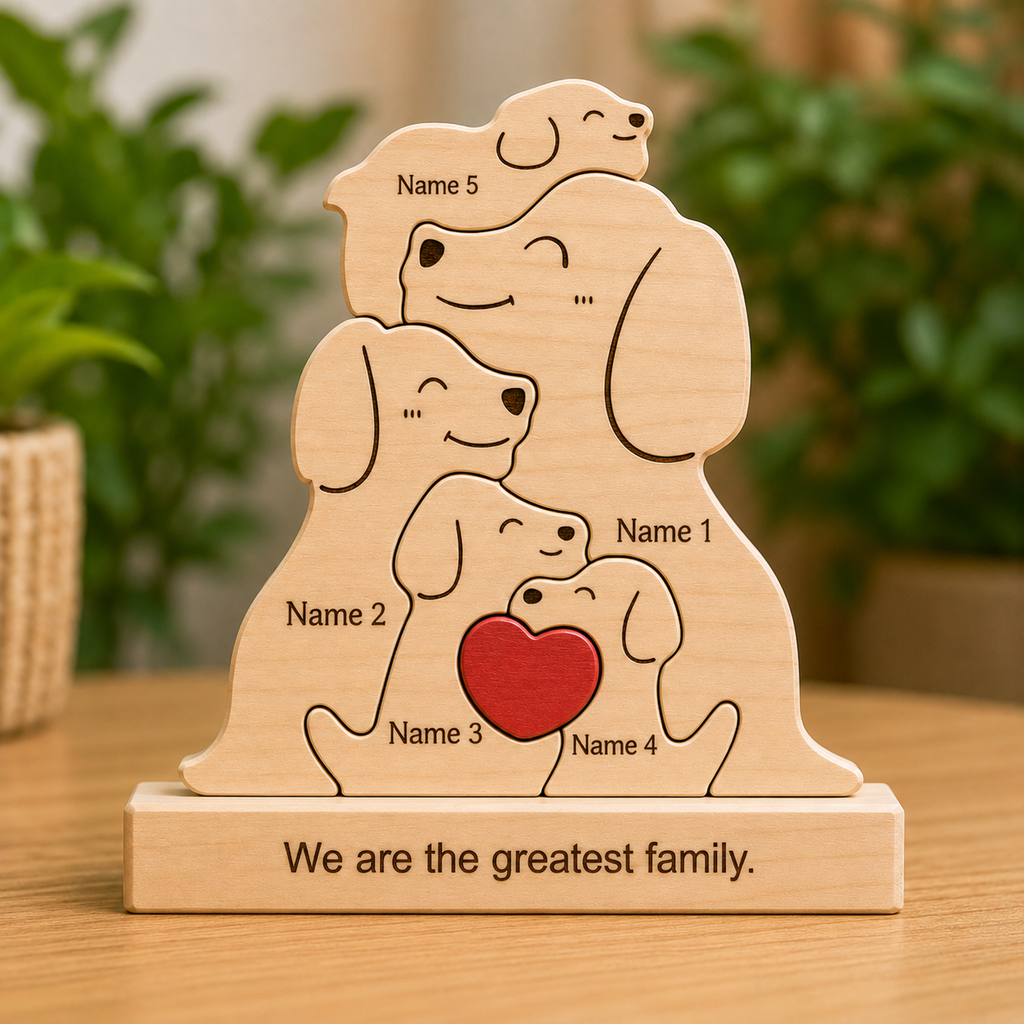 Custom Dog Couple Wooden Puzzle with Names