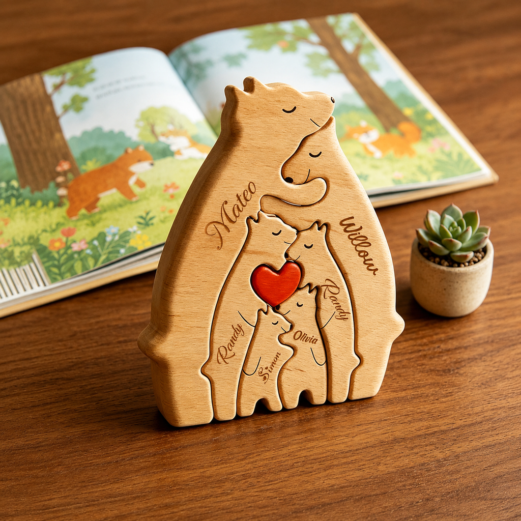 Bear Family Puzzle – Personalized Wooden Keepsake
