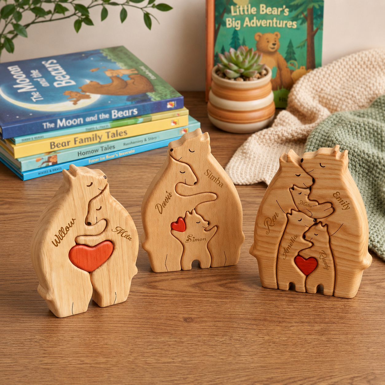 Bear Family Puzzle – Personalized Wooden Keepsake