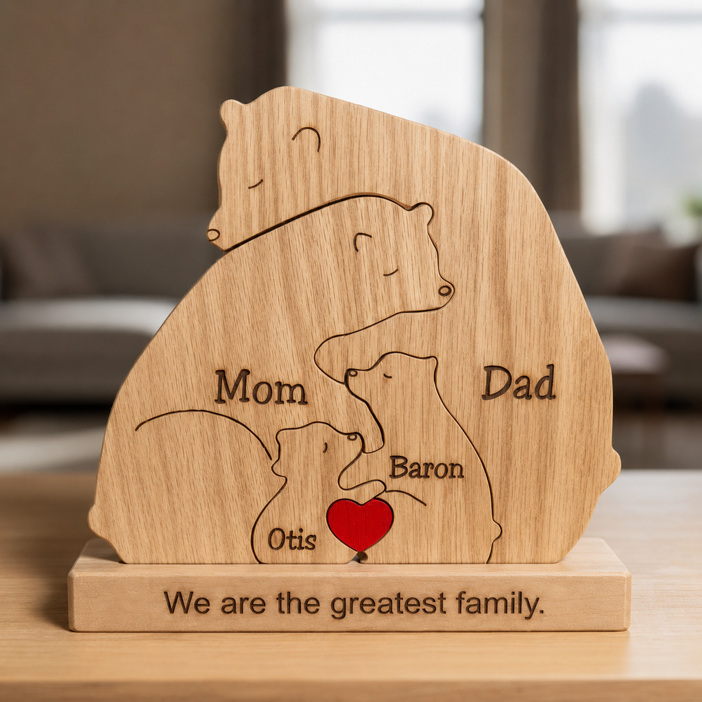 Personalised Wooden Bear Family Puzzle