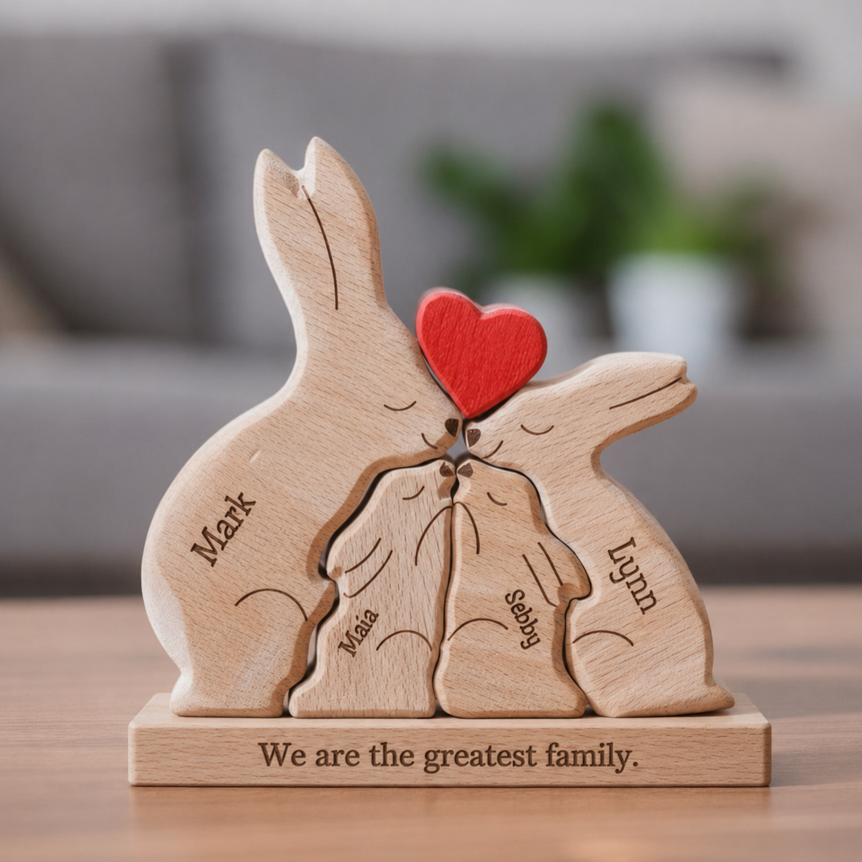 Rabbit Family Puzzle – Personalized Wooden Keepsake