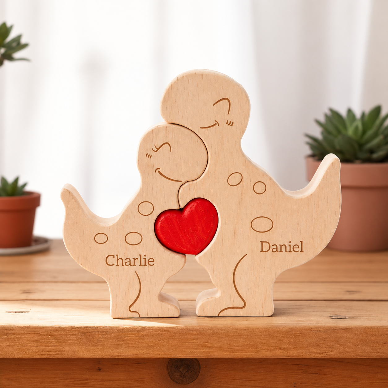 Dinosaur Family Puzzle – Personalized Wooden Keepsake