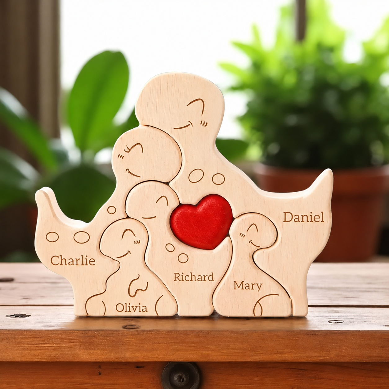 Dinosaur Family Puzzle – Personalized Wooden Keepsake
