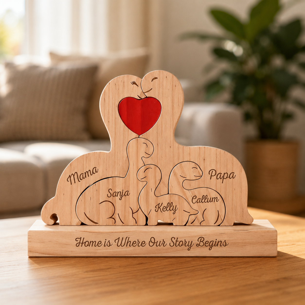 Dinosaur Family Puzzle – Personalized Wooden Keepsake