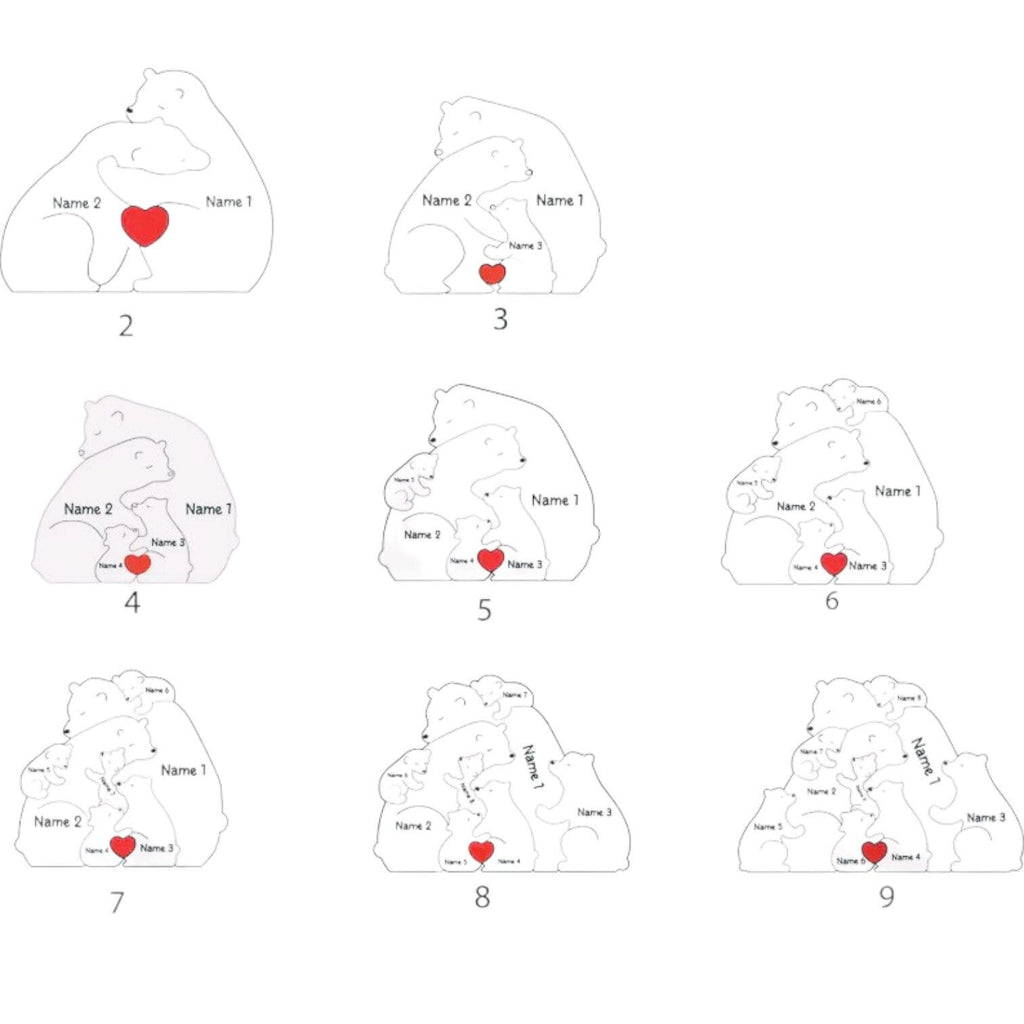 Personalised Wooden Bear Family Puzzle