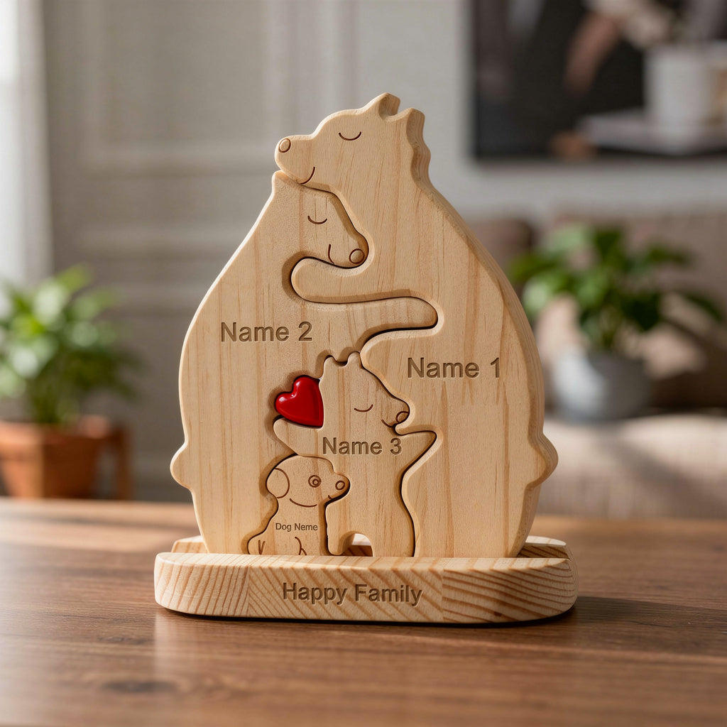 Personalised Bear Family Puzzle With Dog