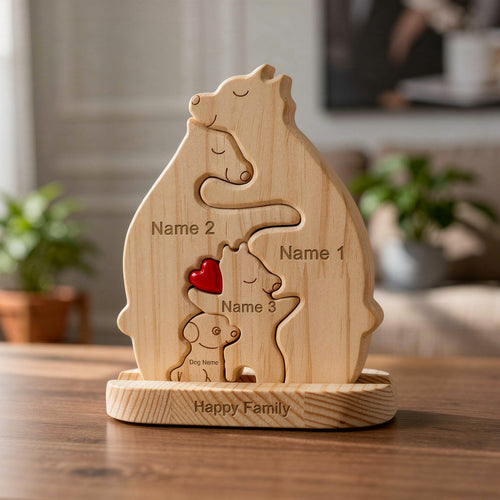 Personalised Bear Family Puzzle With Dog